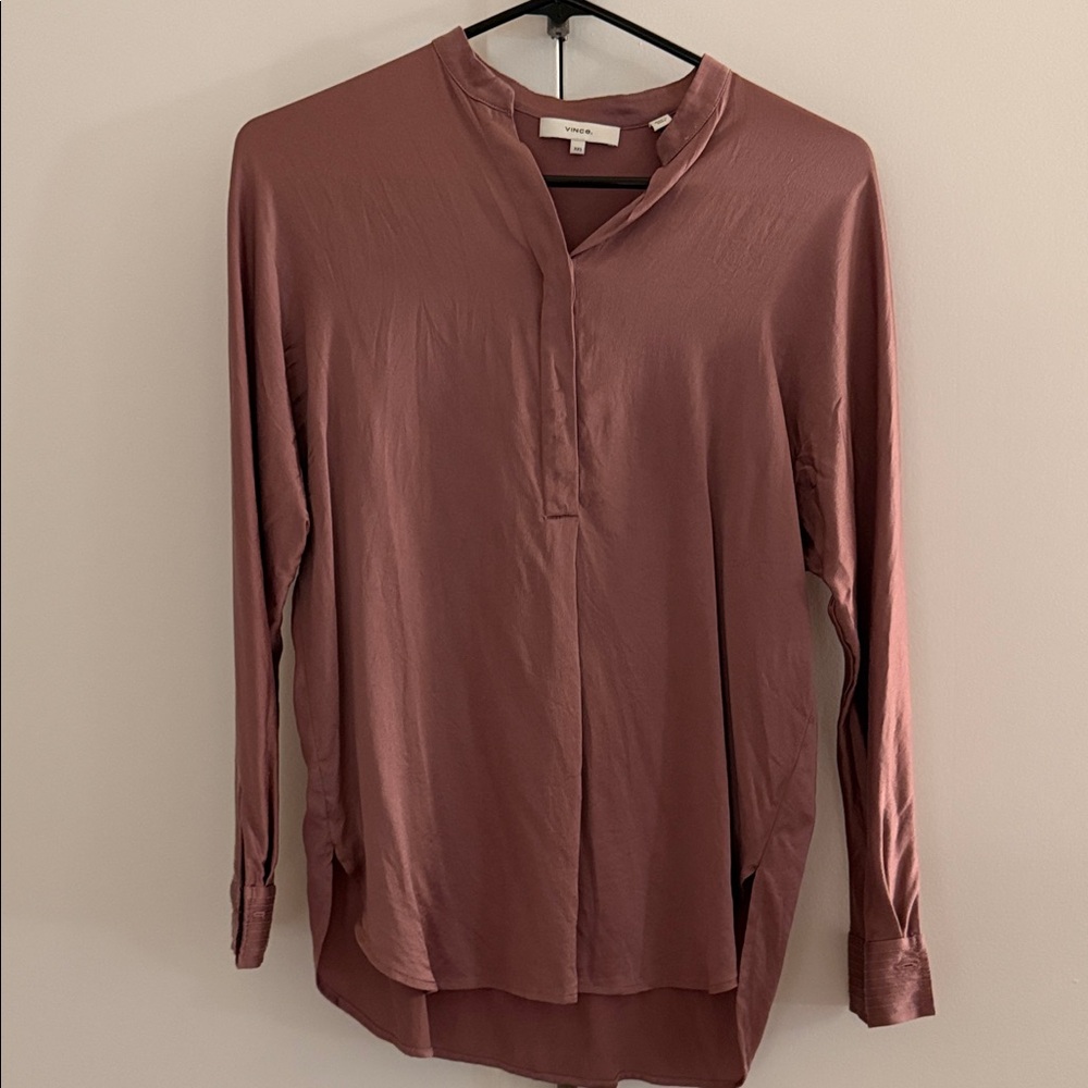 Vince Mauve Long Sleeve Blouse